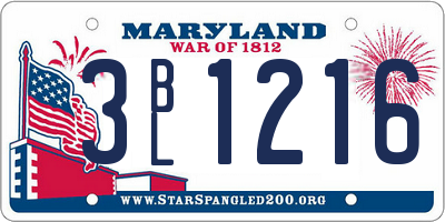 MD license plate 3BL1216