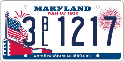 MD license plate 3BL1217