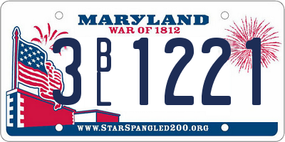 MD license plate 3BL1221