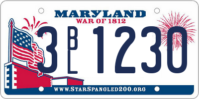 MD license plate 3BL1230