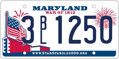 MD license plate 3BL1250