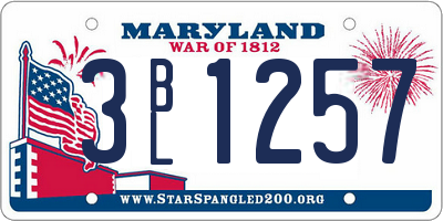 MD license plate 3BL1257