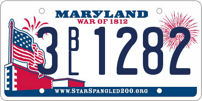 MD license plate 3BL1282