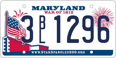 MD license plate 3BL1296