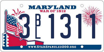 MD license plate 3BL1311