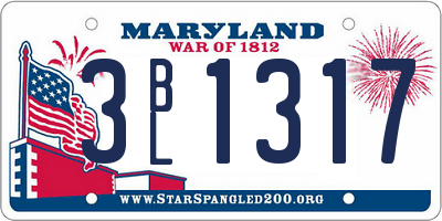 MD license plate 3BL1317