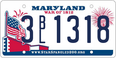 MD license plate 3BL1318
