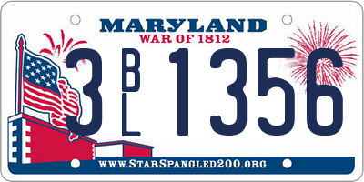MD license plate 3BL1356