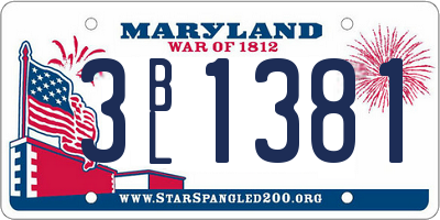 MD license plate 3BL1381