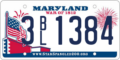 MD license plate 3BL1384