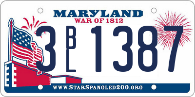 MD license plate 3BL1387