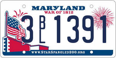 MD license plate 3BL1391