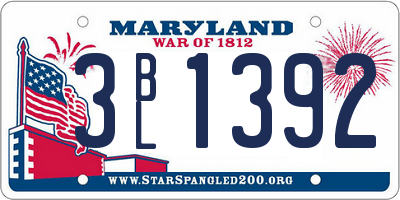 MD license plate 3BL1392