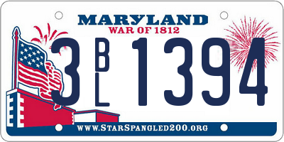 MD license plate 3BL1394