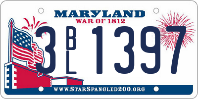 MD license plate 3BL1397