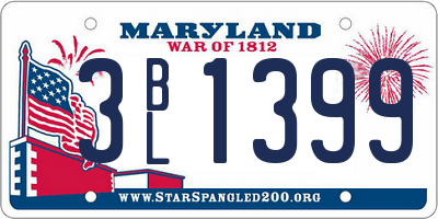 MD license plate 3BL1399