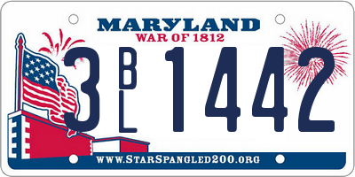 MD license plate 3BL1442