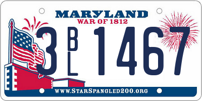 MD license plate 3BL1467
