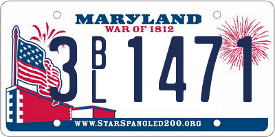 MD license plate 3BL1471