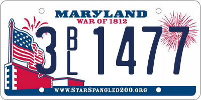 MD license plate 3BL1477