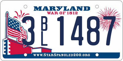 MD license plate 3BL1487