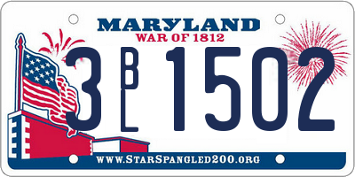 MD license plate 3BL1502