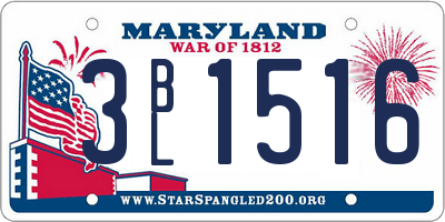 MD license plate 3BL1516