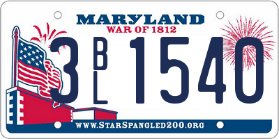 MD license plate 3BL1540
