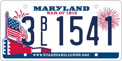 MD license plate 3BL1541
