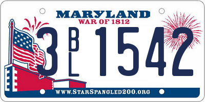 MD license plate 3BL1542