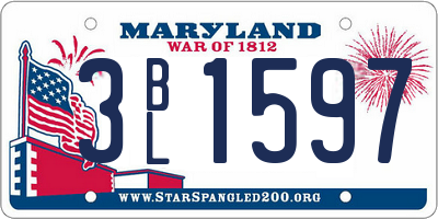 MD license plate 3BL1597