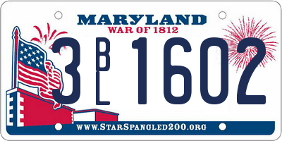 MD license plate 3BL1602