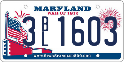 MD license plate 3BL1603