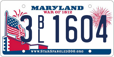 MD license plate 3BL1604