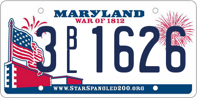 MD license plate 3BL1626