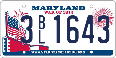 MD license plate 3BL1643