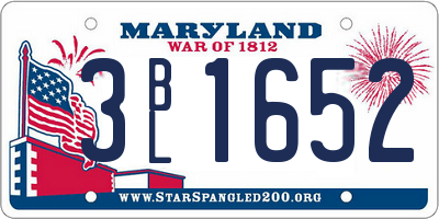 MD license plate 3BL1652