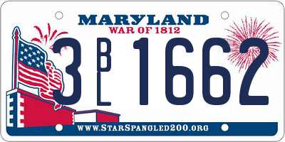 MD license plate 3BL1662