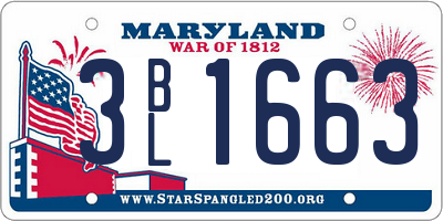 MD license plate 3BL1663