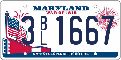 MD license plate 3BL1667