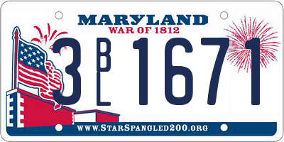 MD license plate 3BL1671