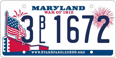 MD license plate 3BL1672