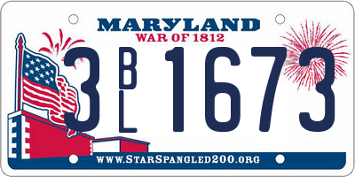 MD license plate 3BL1673