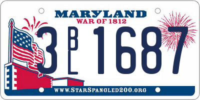 MD license plate 3BL1687