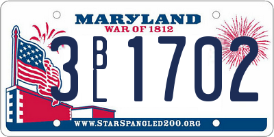 MD license plate 3BL1702