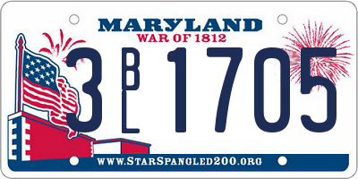MD license plate 3BL1705