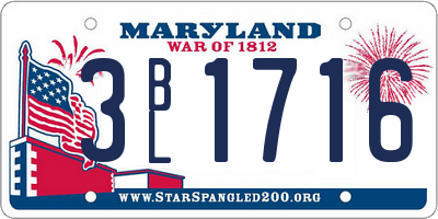 MD license plate 3BL1716