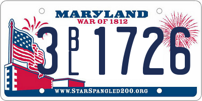 MD license plate 3BL1726