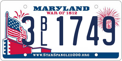 MD license plate 3BL1749