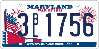 MD license plate 3BL1756